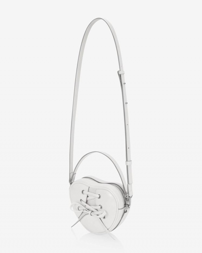 Geanta Crossbody Find Kapoor Ribbon Tie Heart Tote Dama Albi | MON9776DB